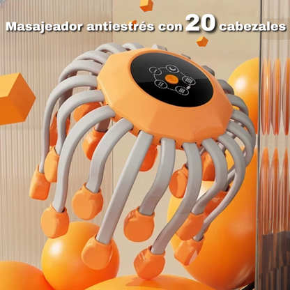 Masajeador de cabeza con luz roja y 20 puntas | Alivio del estrés, migrañas y relajación profunda