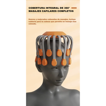 Masajeador de cabeza con luz roja y 20 puntas | Alivio del estrés, migrañas y relajación profunda