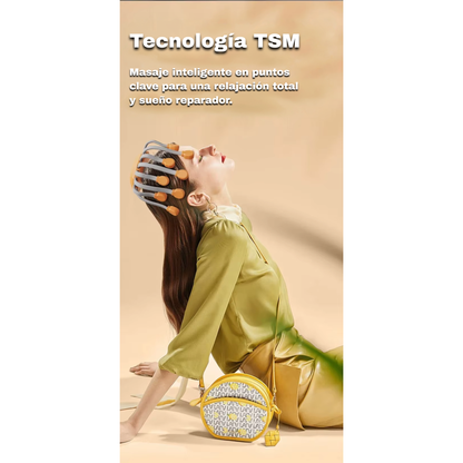 Masajeador de cabeza con luz roja y 20 puntas | Alivio del estrés, migrañas y relajación profunda