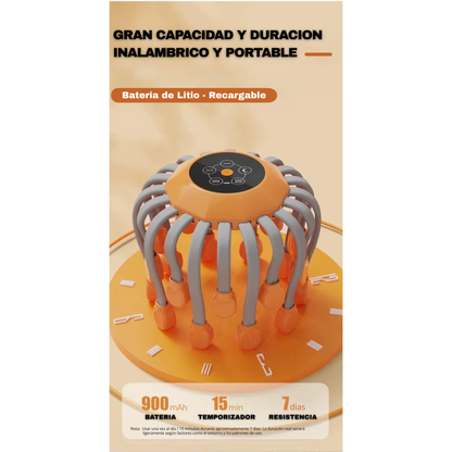 Masajeador de cabeza con luz roja y 20 puntas | Alivio del estrés, migrañas y relajación profunda