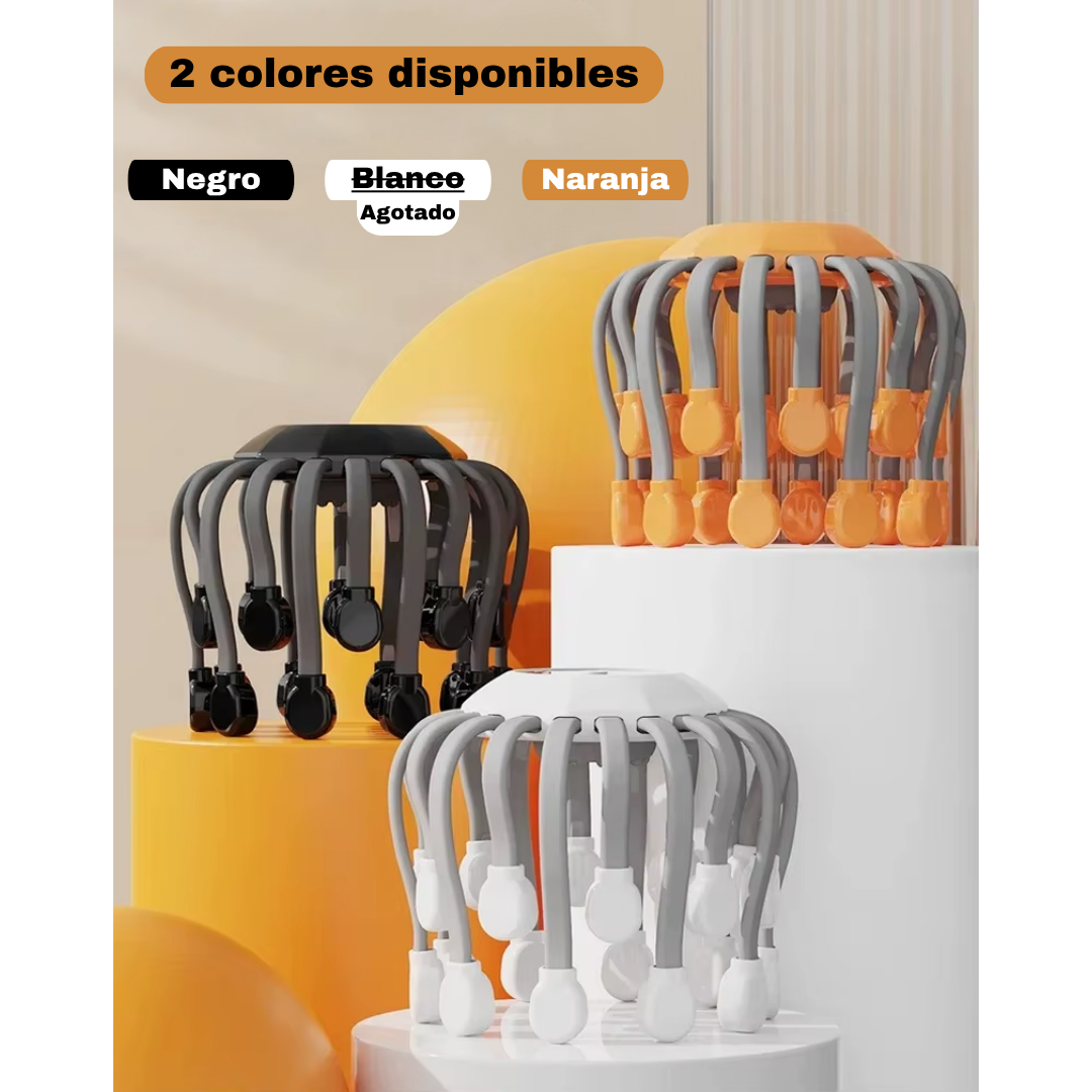 Masajeador de cabeza con luz roja y 20 puntas | Alivio del estrés, migrañas y relajación profunda